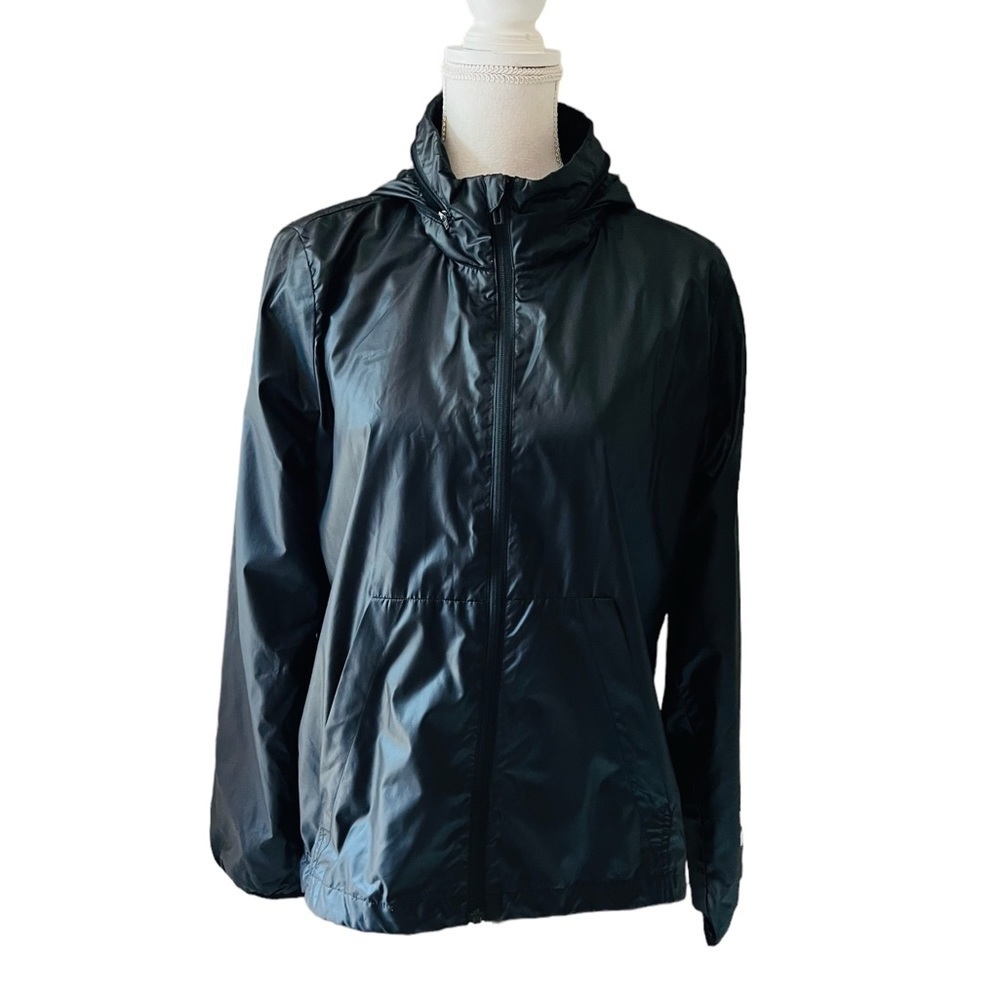 ADIDAS WOMENS BLACK ZIPPERED ATHLETIC WINDBREAKER SIZE MEDIUM